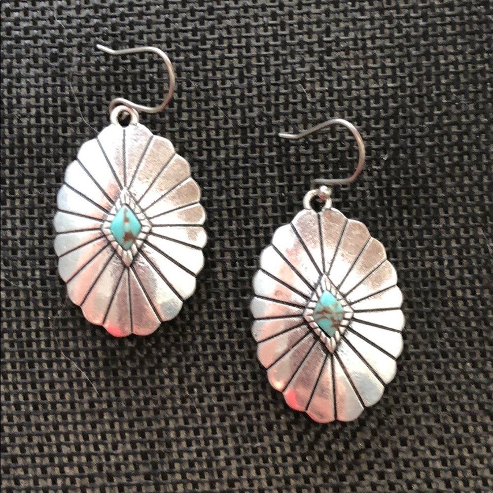 Costume silver and turquoise earrings.